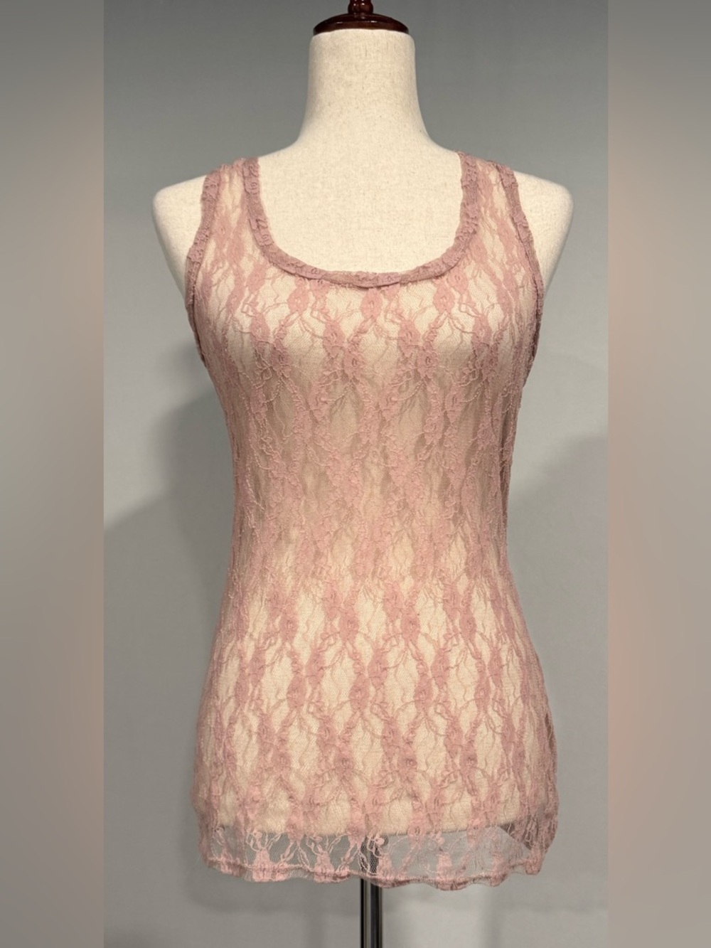 Sheer Lace Dusty Pink Racerback Tank